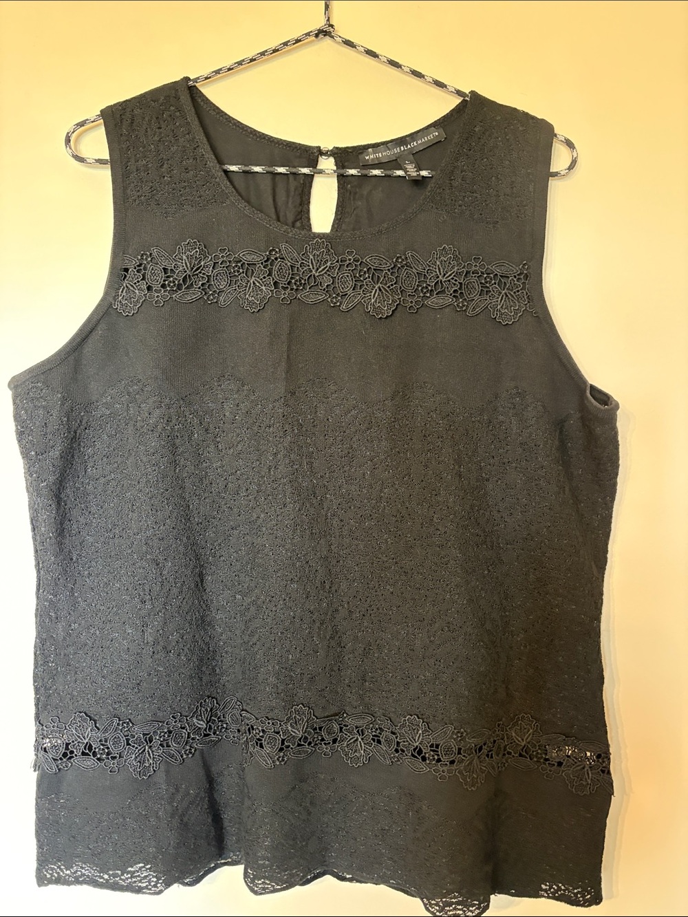 White House Black Market Black Lace-Trim Sleeveless Camisole Top